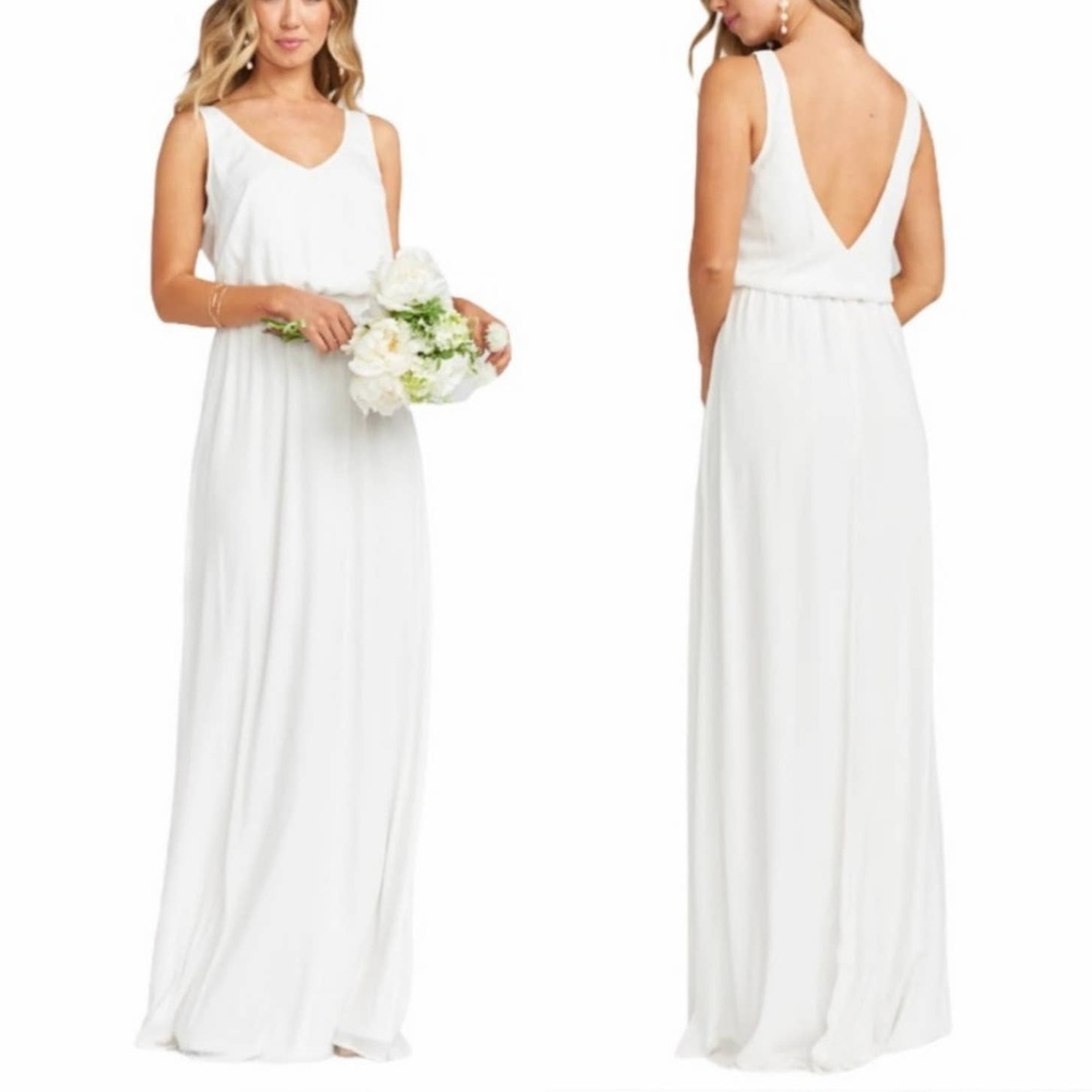 Show Me Your Mumu Kendall Side Slit Chiffon Maxi Dress S NWT Ivory Crisp White